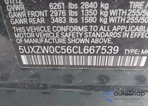 2012 BMW X5 xDrive35D from USA, damaged, VIN 5UXZW0C56CL667539